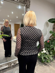 Black Polka Dot Mesh Top Sofia