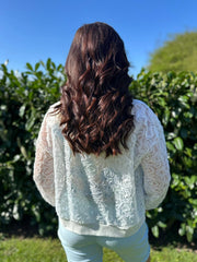 White Applique Sequin Bomber Suzy