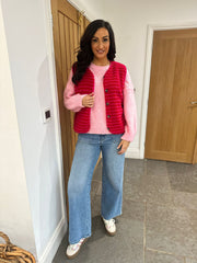 Lipstick & Red Stripe Fleece Gilet