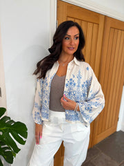 Blue Garden Floral Shirt Elsa