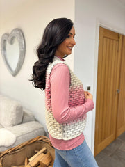 Pink Ombre Knitted Stripe Gilet