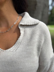 Stone Open Collar Jumper Rhea