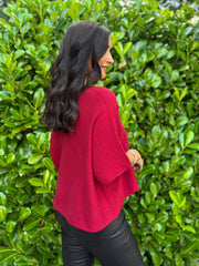 Wine Reverse Seam Round Neck Diana