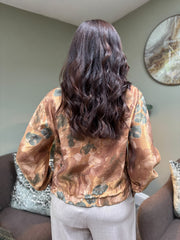 Bronze Shimmer Floral Bomber Jacket Adele