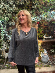 Silver Shimmer Brooch Top Peggy