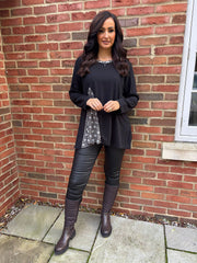 Black Geometric Knit Top Danielle