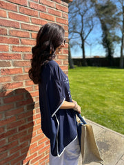 Navy Butterfly Crepe Top Gail