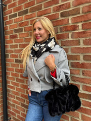 Grey Double-Breasted Short Coat