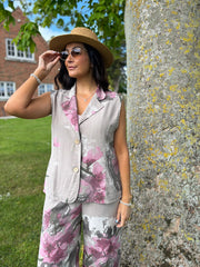 Stone Flower Print Top Claudette