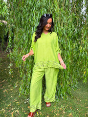 Lime Leopard Trim Co-Ord Theodora