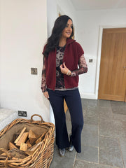 Wine Zip Up Knitted Waistcoat Donna