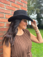 Black Boucle Cowboy Hat