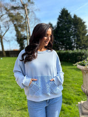 Light Blue Premium Crochet Pocket Sweatshirt Blake