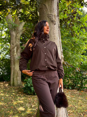 Chocolate High Neck Jacket Mila