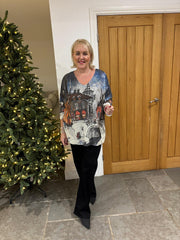 Denim Snow Scene Shimmer Top Robyn