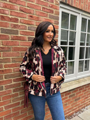 Wine Leopard Quilted Coat Adele