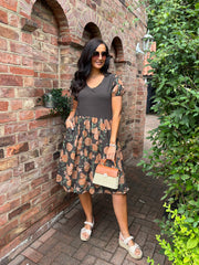 Chocolate Citrus Print Dress Polly