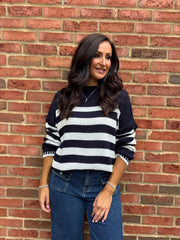 Navy Striped Crew Neck Jumper Gabrielle