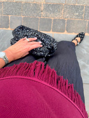 Wine Fray Bottom Knitted Vest Grace
