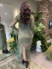 Sage Polka Dot Mesh Dress Joanna