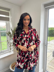 Wine Large Brushed Leopard Tunic Gloria