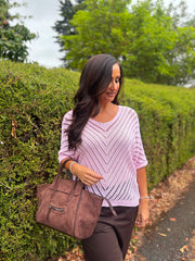 Pink Chevron Knit Anabelle
