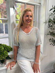 Silver Shimmer Loose Knit Ada