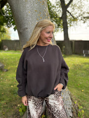 Chocolate Oversized Pleat Detail Sweatshirt Roxy