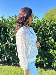 White Applique Sequin Bomber Suzy