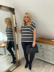 Black Stripe Knit Top Stacey