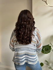 Blue Premium Striped Loose Knit Shona