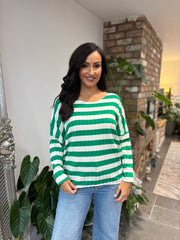Green Ribbed Stripe Top Leanne