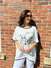White Butterfly Crepe Top Gail