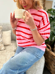 Pink Striped Short Sleeve Knit Emily