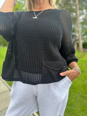Black Pocket Loose Knit Bexley
