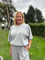 Grey Drawstring Hem Top Judy