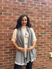 Grey Cashmere Blend Shimmer Scarf