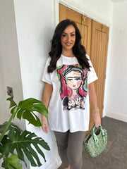 White Artistic Portrait Tee Anais