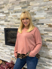 Rose Leopard Hem Knit Bianca