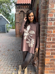 Chocolate Applique Flower Knit Ella