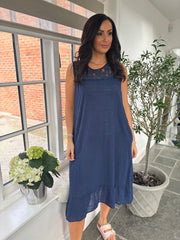 Navy Lace Detail Dress Saylor