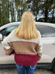 Wine Block Stitch Jumper Edie
