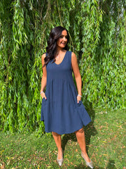 Navy Sleeveless Tiered Dress Harley