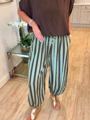 Khaki Striped Hareem Trousers