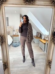 Chocolate Floral Lace Net Top Isabella