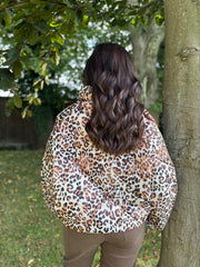 Chocolate Leopard Premium Puffer Jacket Alessandra