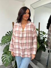 Mocha Checked Blouse Nova