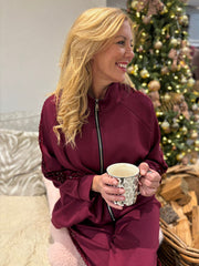 Wine Sequin Velour Trim Jacket Trixie