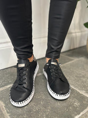 Black Pierced Slip On Trainers