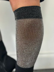 Black Glitter Knee High Socks